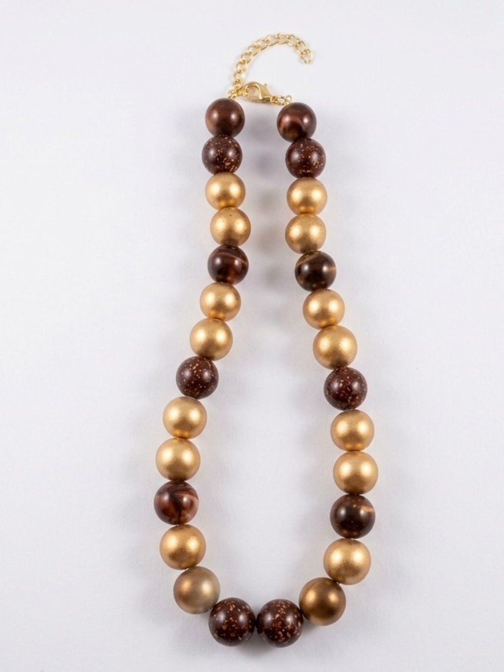 Gold and Brown Beaded Statement Necklace